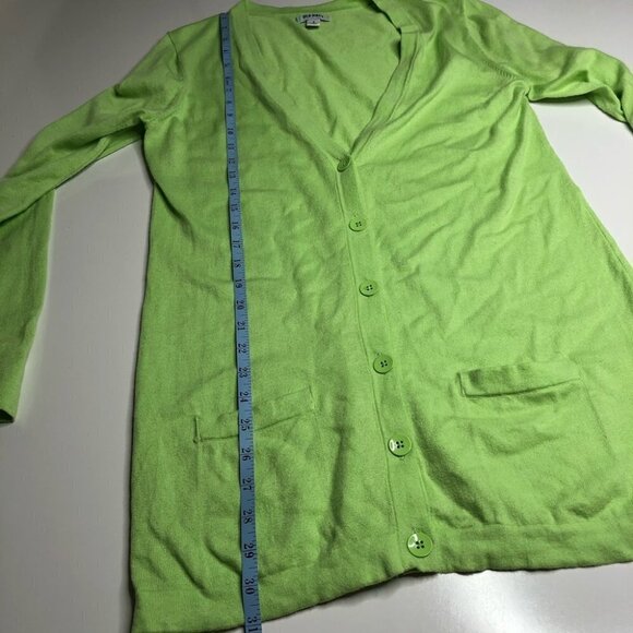 Old Navy Bright Lime Green Long Pocket Button Down Cardigan Cozy Sweater SIZE M - Picture 12 of 13